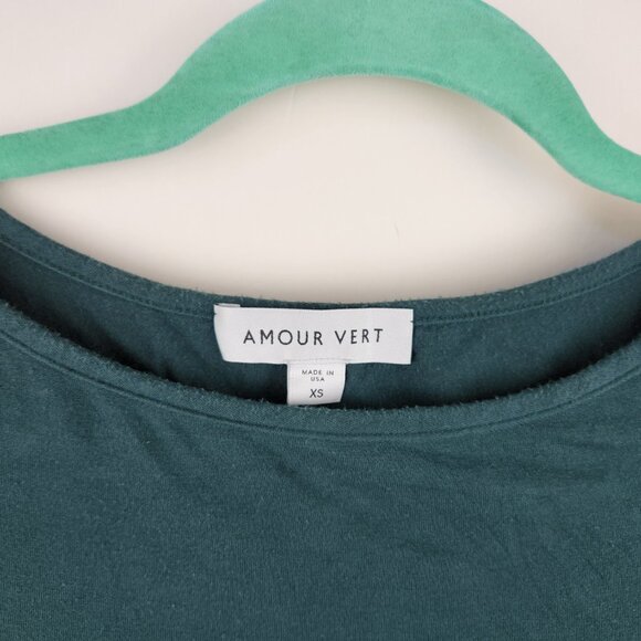 Amour Vert Soft Stretchy Modal 3/4 Sleeve Top Green sz XS Flawed - Picture 5 of 8